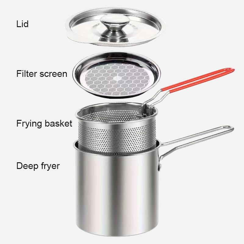 🍟 Mini olla freidora profunda de acero inoxidable 304 con cesta coladora