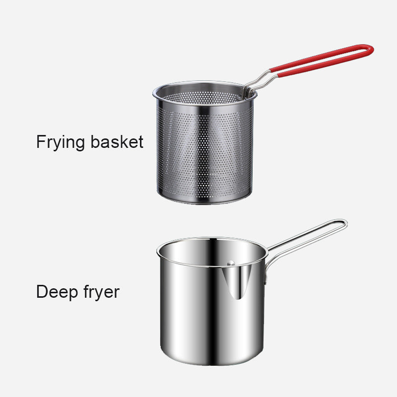 🍟 Mini olla freidora profunda de acero inoxidable 304 con cesta coladora