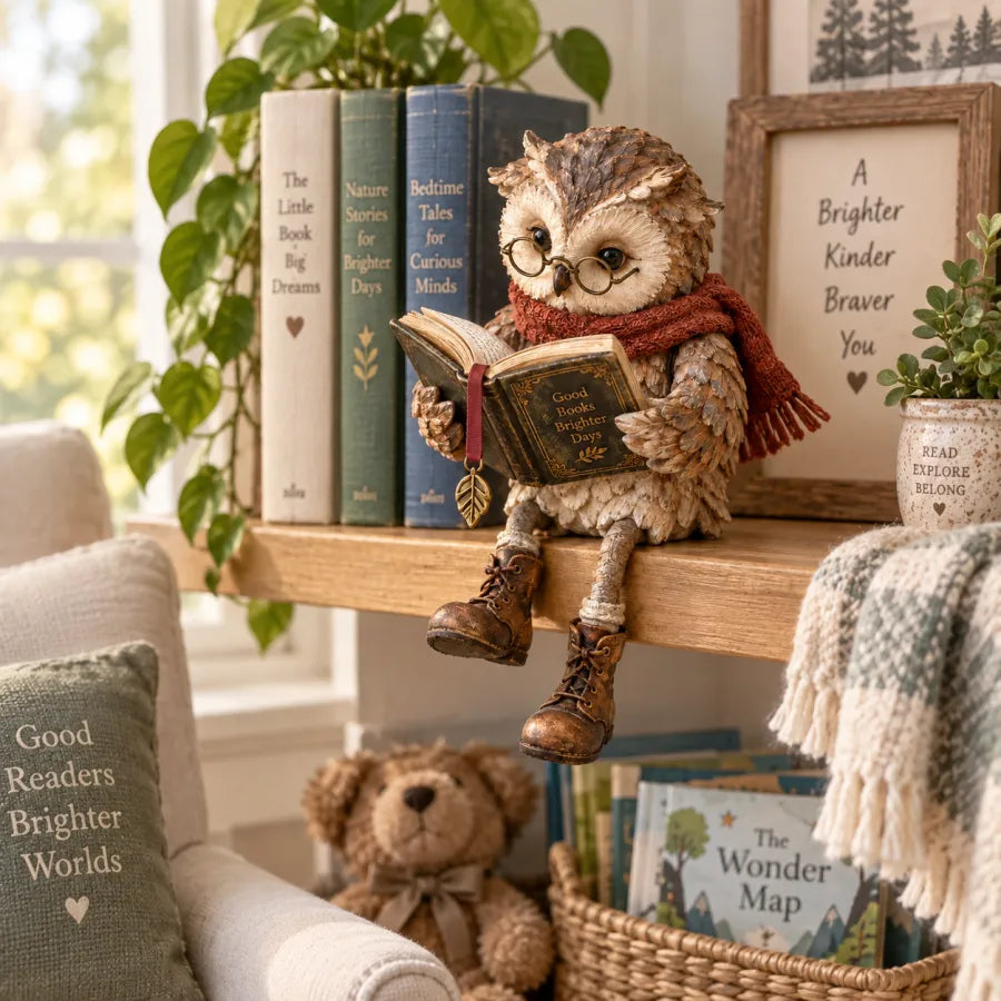 🦉 Figura de Búho Leyendo