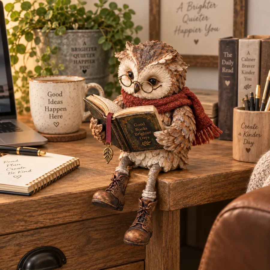 🦉 Figura de Búho Leyendo