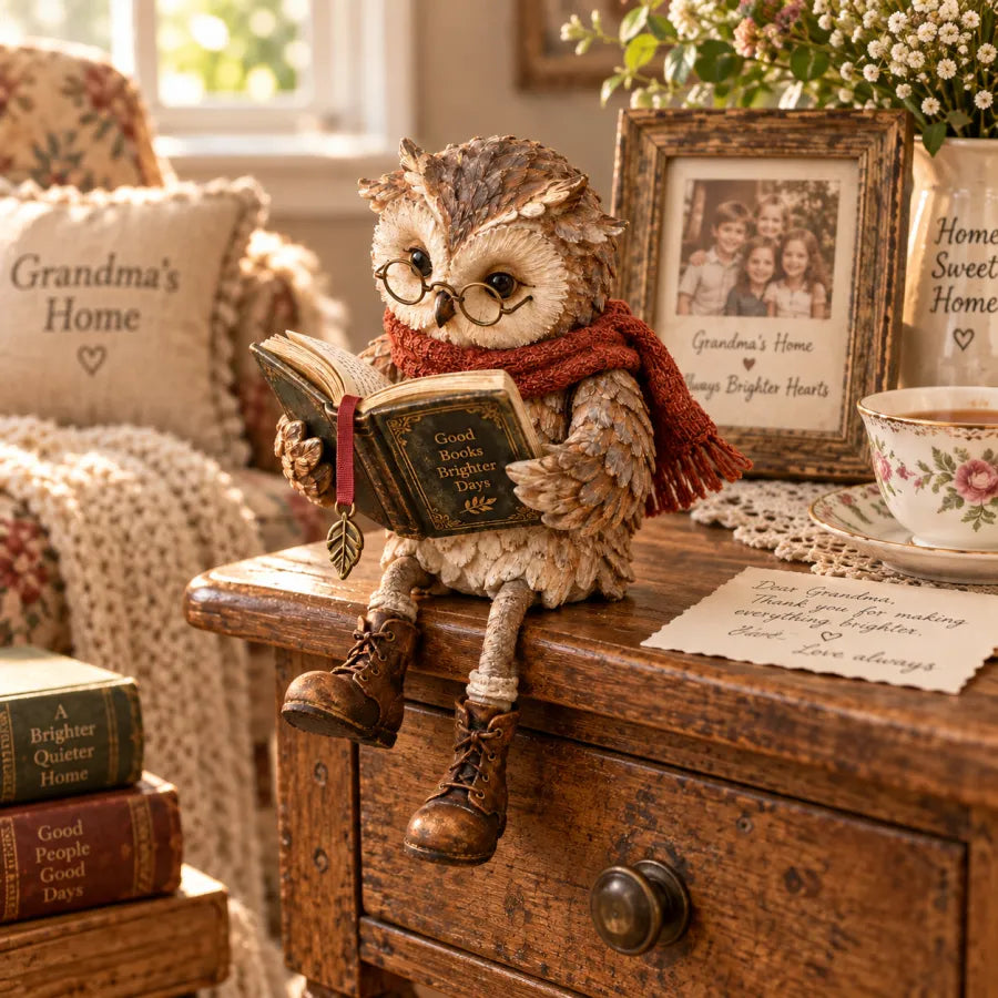 🦉 Figura de Búho Leyendo
