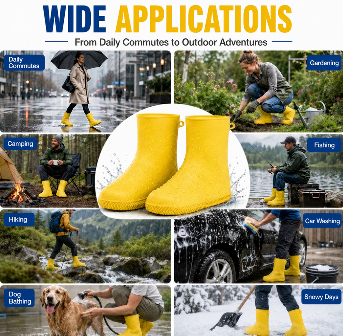 👟💧 Fundas para zapatos de lluvia resistentes — Impermeables, antideslizantes y plegables para aventuras al aire libre
