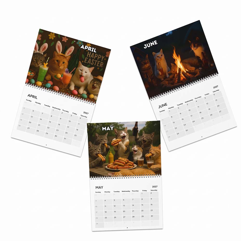 🍺🐱 Calendario de pared Gatos Borrachos 2027 – 12 meses de caos felino sin filtros y muchas risas 😂