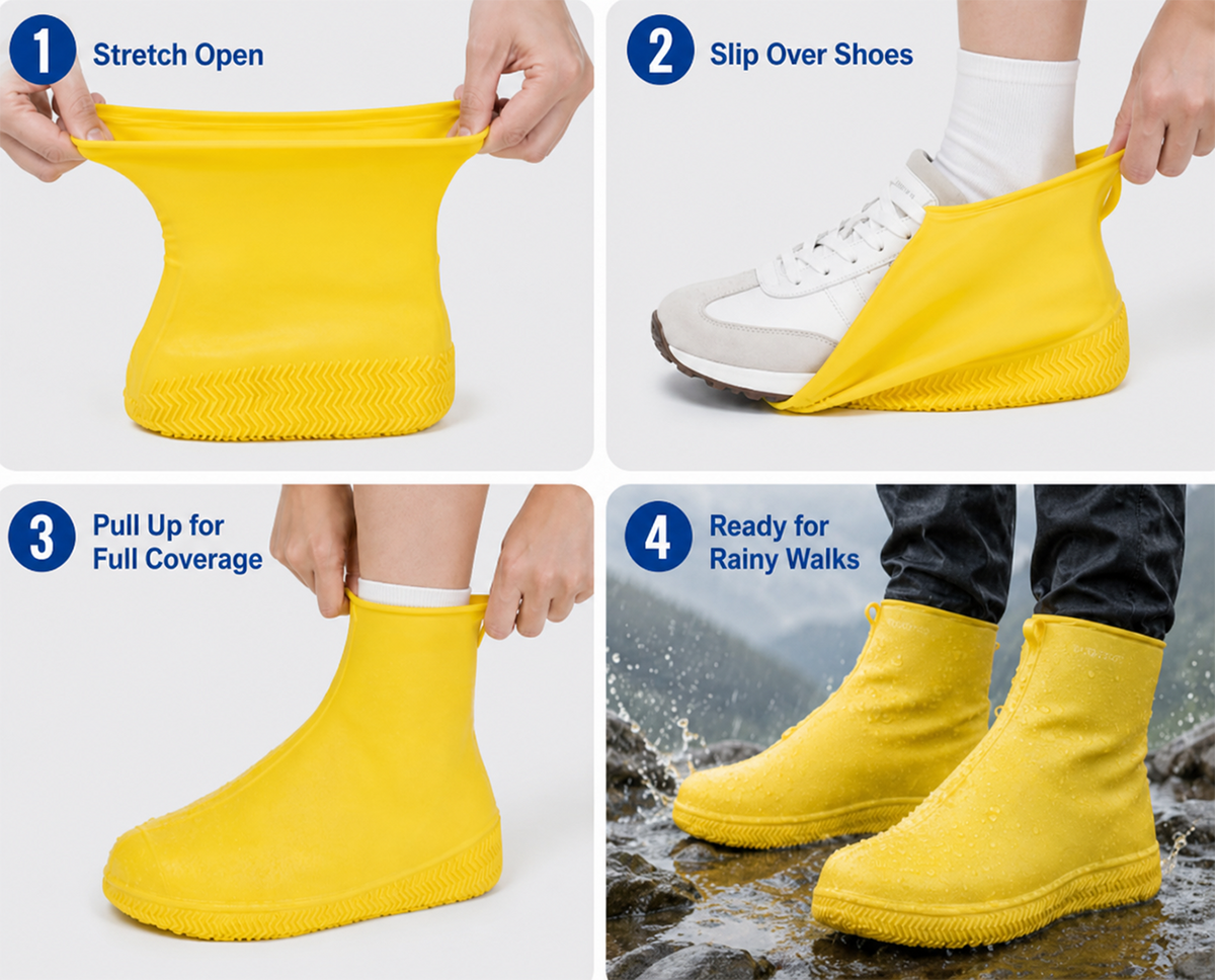 👟💧 Fundas para zapatos de lluvia resistentes — Impermeables, antideslizantes y plegables para aventuras al aire libre