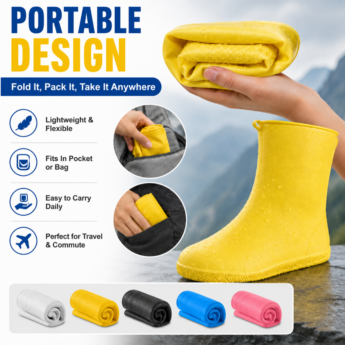 👟💧 Fundas para zapatos de lluvia resistentes — Impermeables, antideslizantes y plegables para aventuras al aire libre