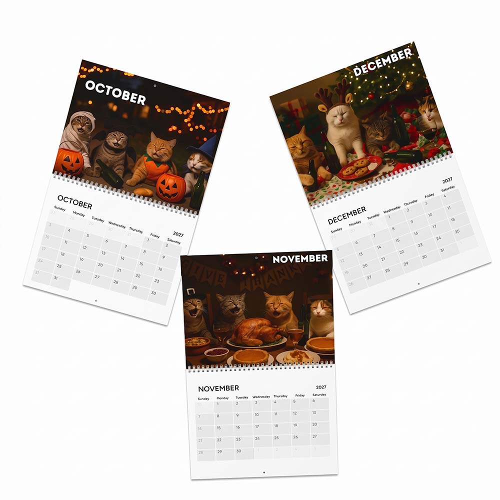 🍺🐱 Calendario de pared Gatos Borrachos 2027 – 12 meses de caos felino sin filtros y muchas risas 😂