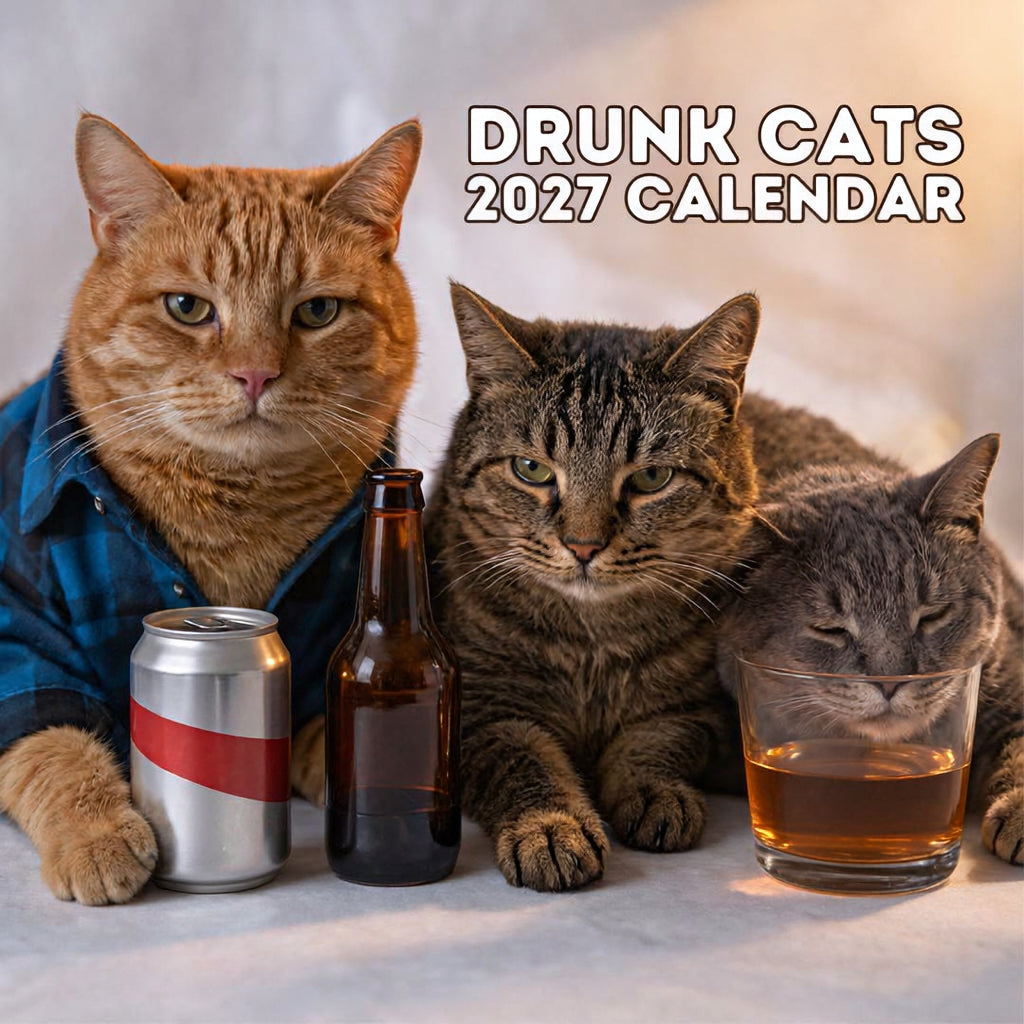🍺🐱 Calendario de pared Gatos Borrachos 2027 – 12 meses de caos felino sin filtros y muchas risas 😂
