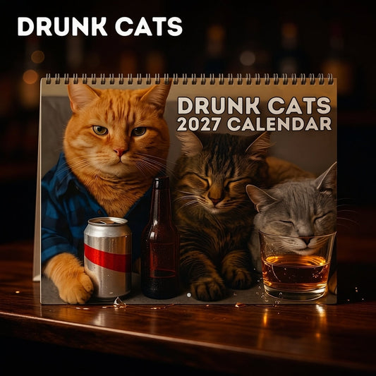 🍺🐱 Calendario de pared Gatos Borrachos 2027 – 12 meses de caos felino sin filtros y muchas risas 😂