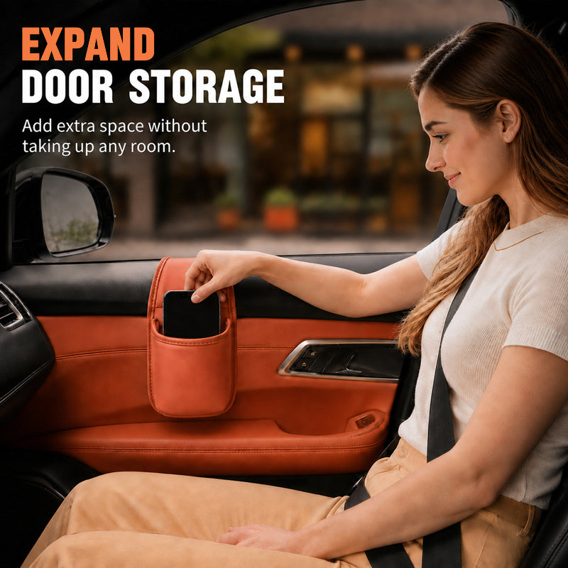 🚗 Organizador Multifuncional para Puerta de Coche Portavasos de Piel Sintética