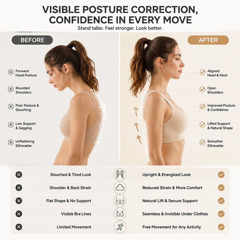 🧘 Sujetador deportivo corrector de postura para mujer, alisa la espalda, sin aros y cierre frontal ✨