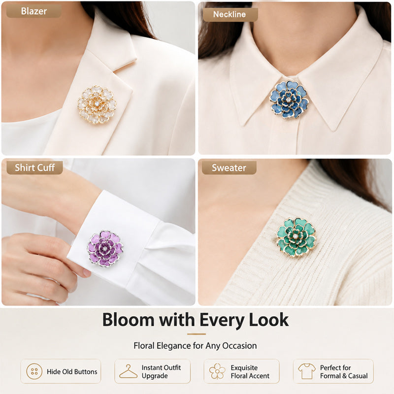 🌸 Clip cubrebotones con perlas y flores