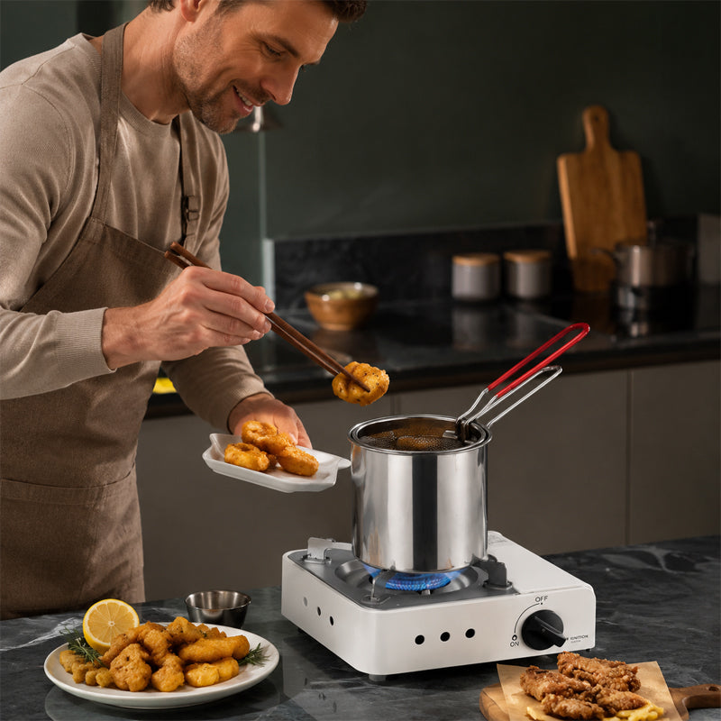 🍟 Mini olla freidora profunda de acero inoxidable 304 con cesta coladora