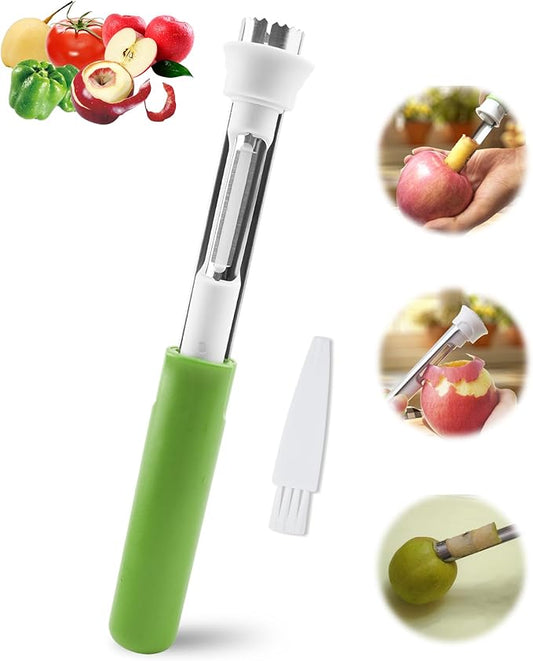 🍎 Herramienta 2‑en‑1 de acero inoxidable para descorazonar manzanas: ¡Extractor de núcleo en un solo movimiento! ✨