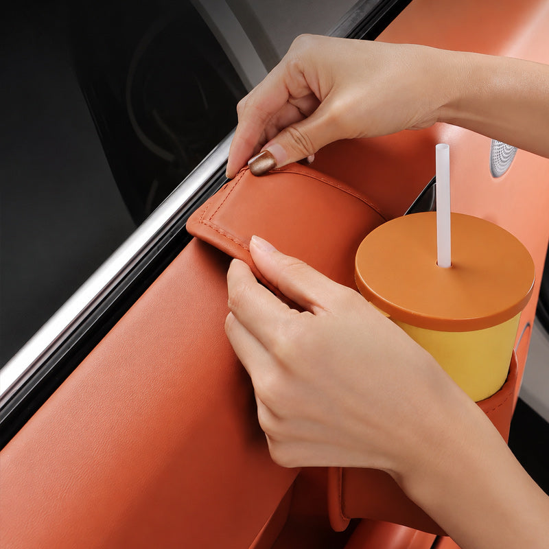 🚗 Organizador Multifuncional para Puerta de Coche Portavasos de Piel Sintética