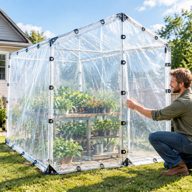 🌧️☀️ Lona impermeable transparente para la lluvia — Espacios al aire libre luminosos y protegidos