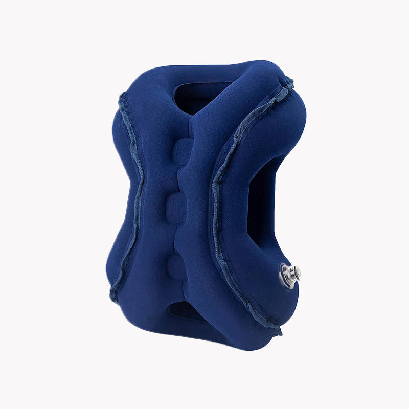 ✈️💤 Almohada inflable portátil para dormir en el avión — Apoyo para descansar en posición frontal y lateral