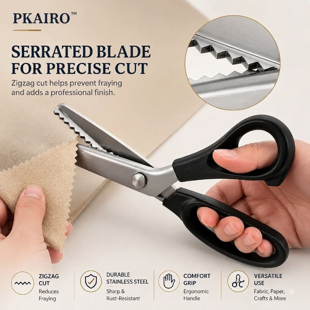 ✂️ Tijeras dentadas profesionales acero inoxidable 9,1" ✨ Borde zigzag afilado anti‑deshilachado para costura y manualidades