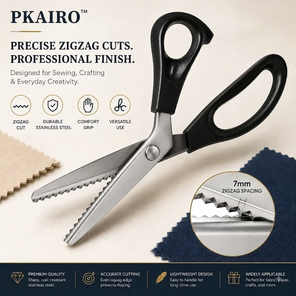 ✂️ Tijeras dentadas profesionales acero inoxidable 9,1" ✨ Borde zigzag afilado anti‑deshilachado para costura y manualidades