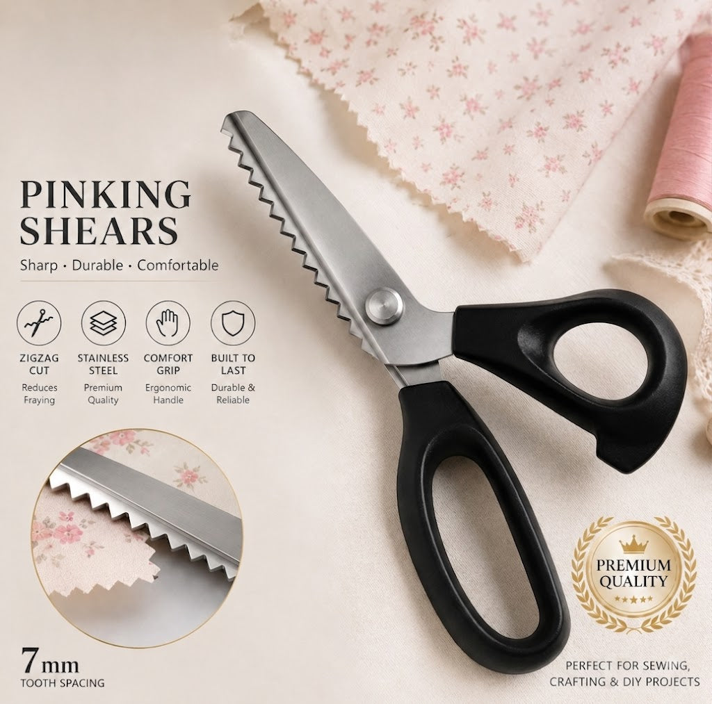 ✂️ Tijeras dentadas profesionales acero inoxidable 9,1" ✨ Borde zigzag afilado anti‑deshilachado para costura y manualidades