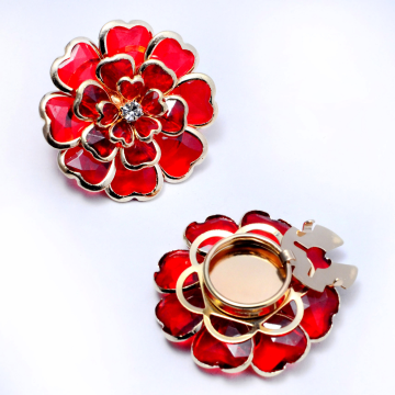 🌸 Clip cubrebotones con perlas y flores