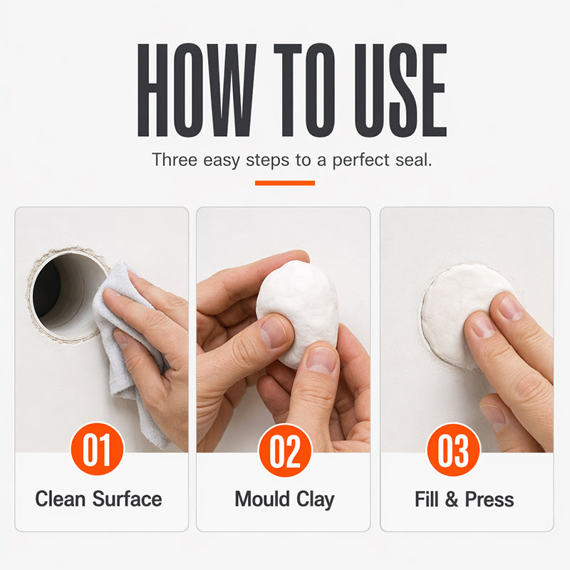 🧱💧 Arcilla impermeable para sellar agujeros en paredes — Sellador flexible para huecos de tuberías, agujeros de aire acondicionado y grietas